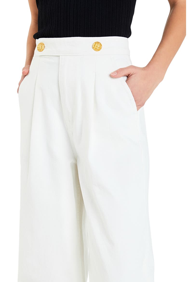Button Detail Wide Leg Jeans, Alternate, color, OFF WHITE