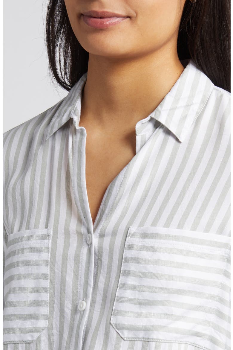 Kaia Stripe Long Sleeve Button-Up Shirt, Alternate, color, GREEN MOSS