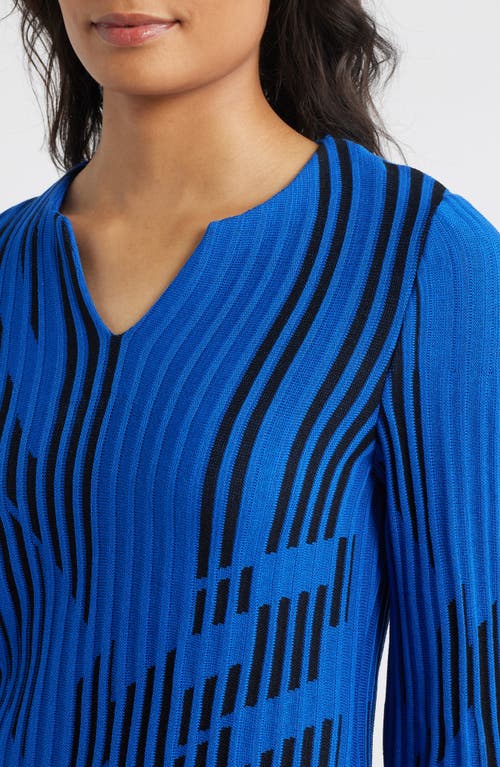 Ming Wang Dual Tone Rib Knit Tunic Top In Multi