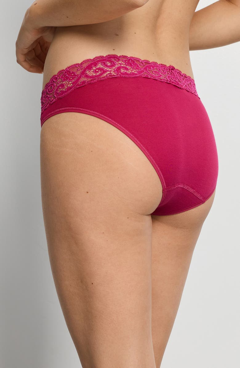 Hanro Moments High Cut Bikini, Alternate, color, Light Sangria