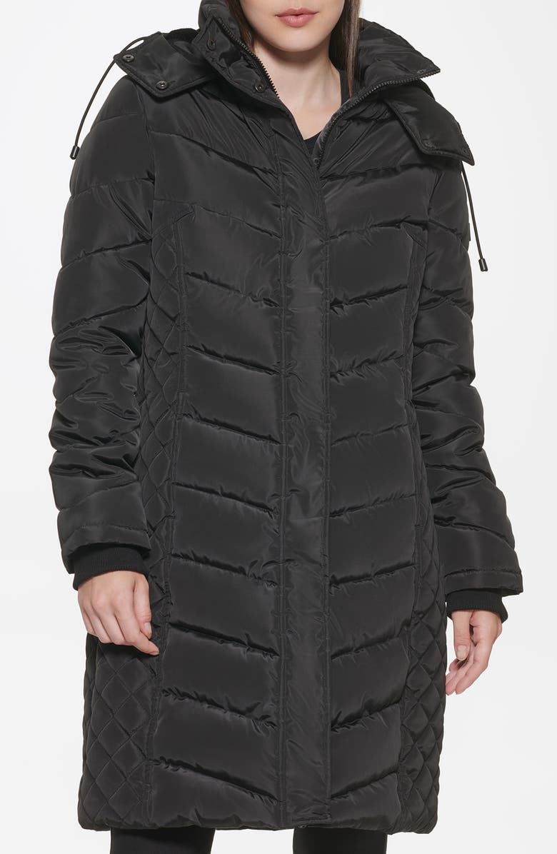Kenneth Cole New York Heavyweight Fleece Lined Hood Quilted Puffer Jacket, Alternate, color, Black