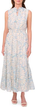 Halogen® Tie Neck Sleeveless Tiered Maxi Dress