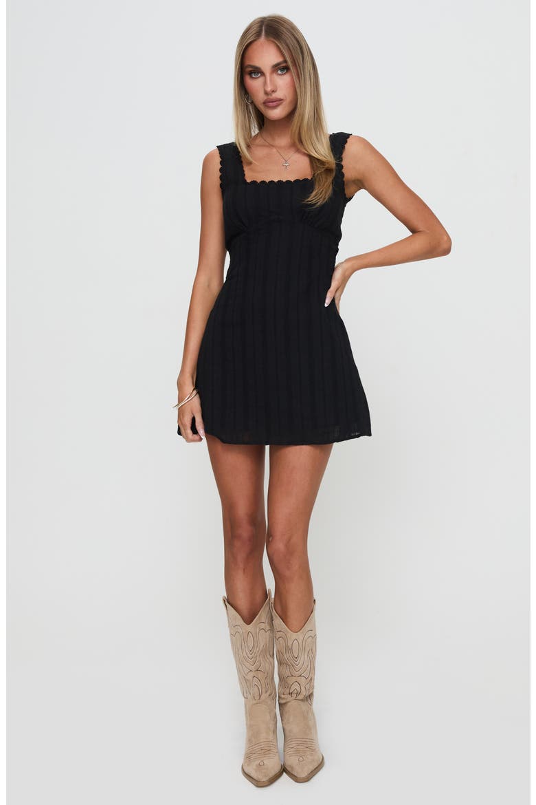Dasha Cotton Fit & Flare Minidress, Alternate, color, BLACK