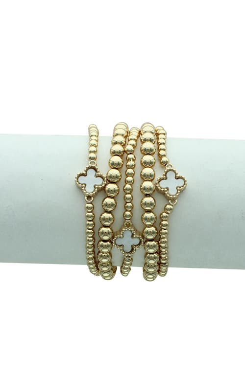 Olivia Welles Set Of 5 Clover Beaded Stackable Bracelets