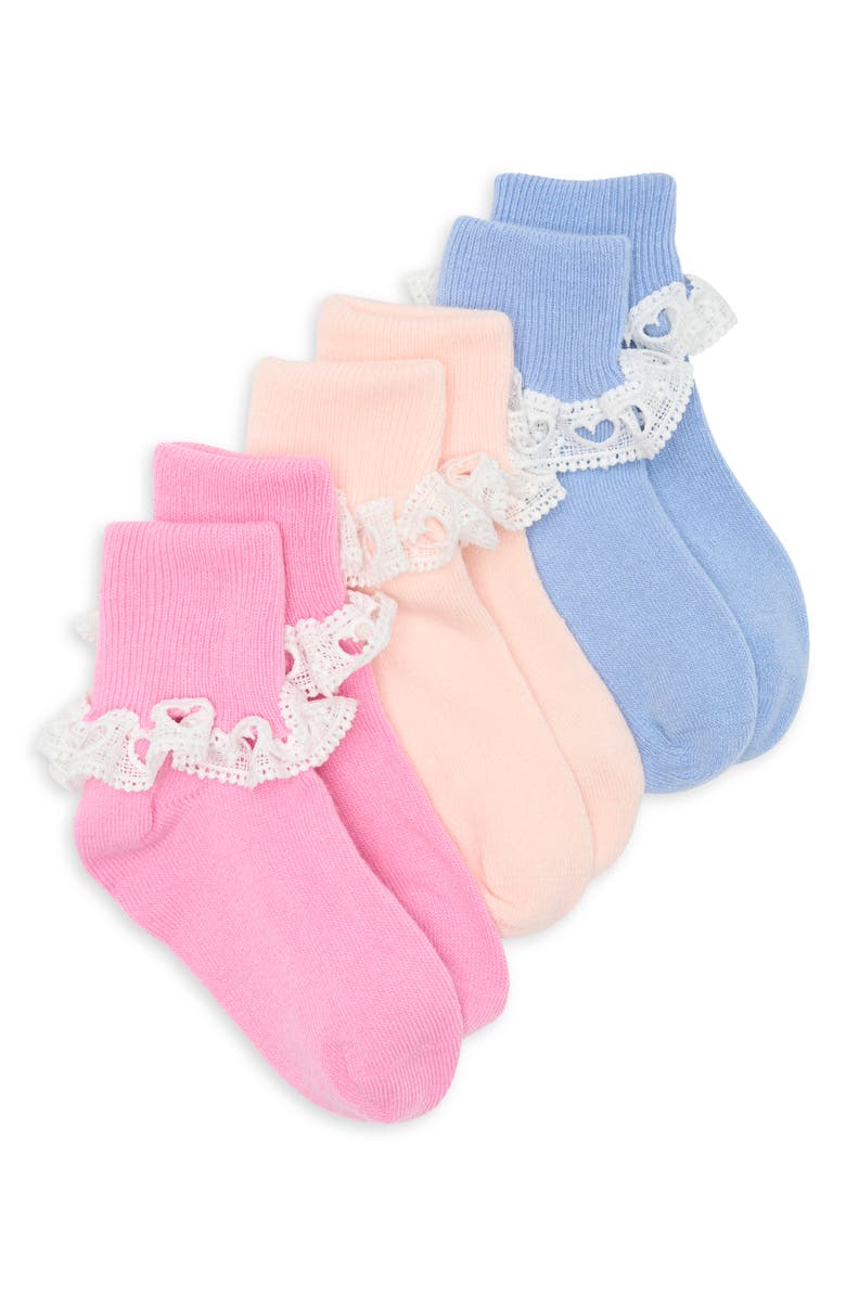 Nordstrom Kids' 3-Pack Crochet Trim Ankle Socks, Main, color, 