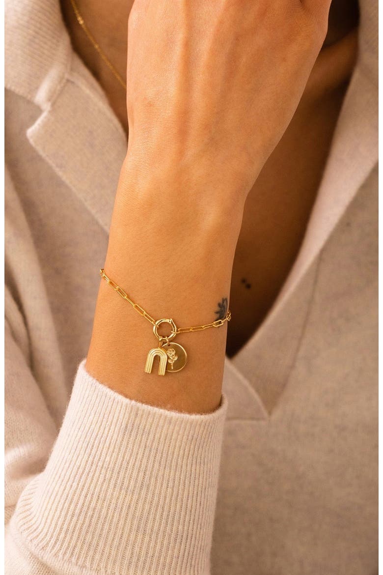 Jude Charm Bracelet with Link Lock, Alternate, color, Silver