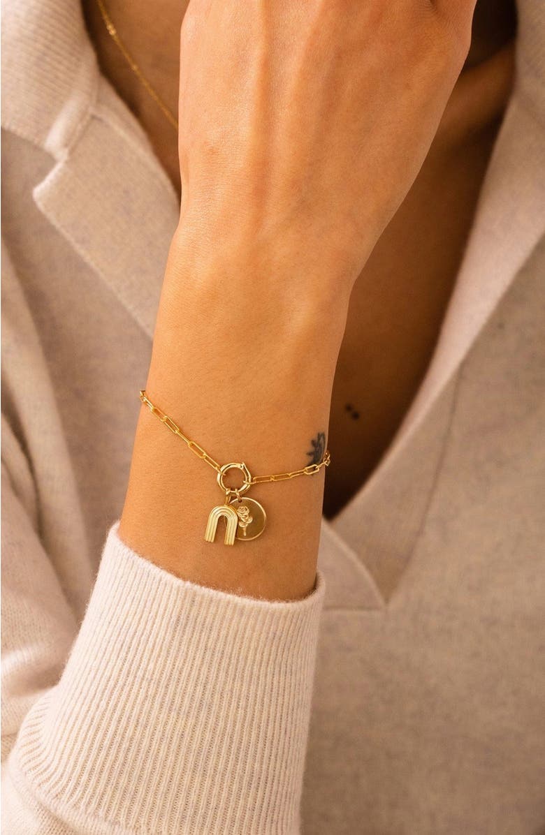 MADE BY MARY Jude Charm Bracelet with Link Lock, Alternate, color, Silver