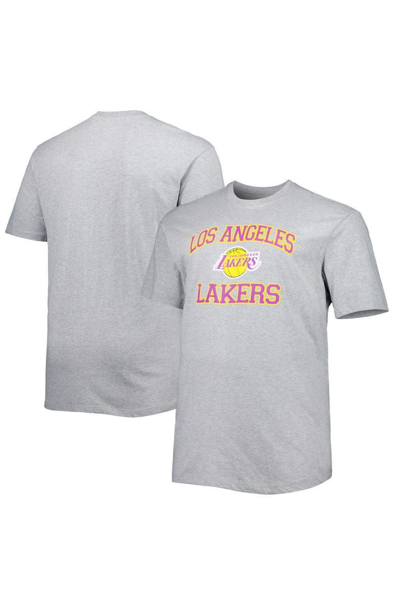 PROFILE Men's Heathered Gray Los Angeles Lakers Big & Tall Heart & Soul T-Shirt, Main, color, 