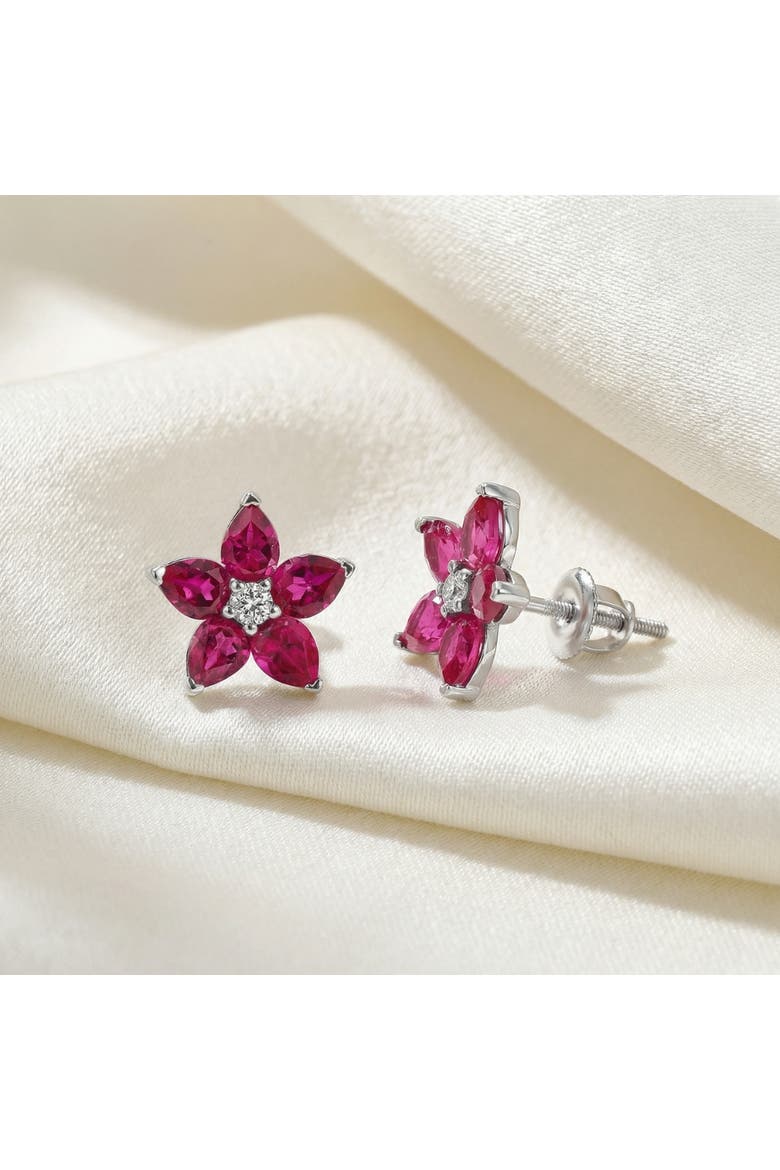 2.19Ct Ruby & Diamond Alexa Earrings 14k Gold Lab Grown, Alternate, color, 14k White Gold