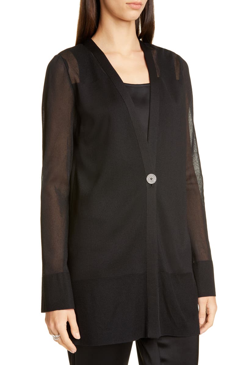 St. John Evening Knit Organza Stitch Cardigan, Alternate, color, 
