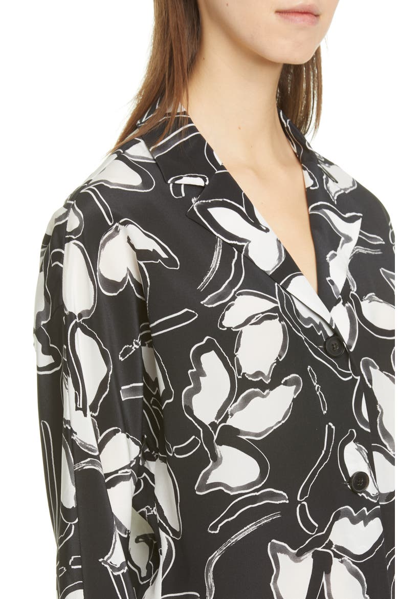 Mariabella Floral Silk Blouse, Alternate, color, BLACK MULTI