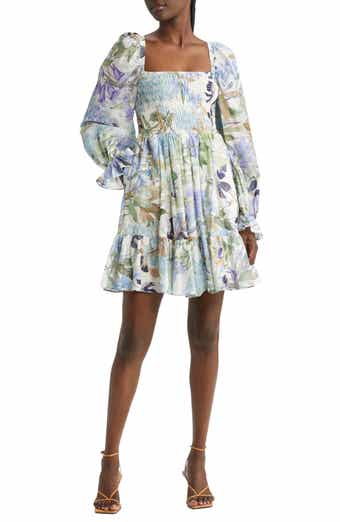& Other Stories Floral Long Sleeve Smocked Cotton Dress