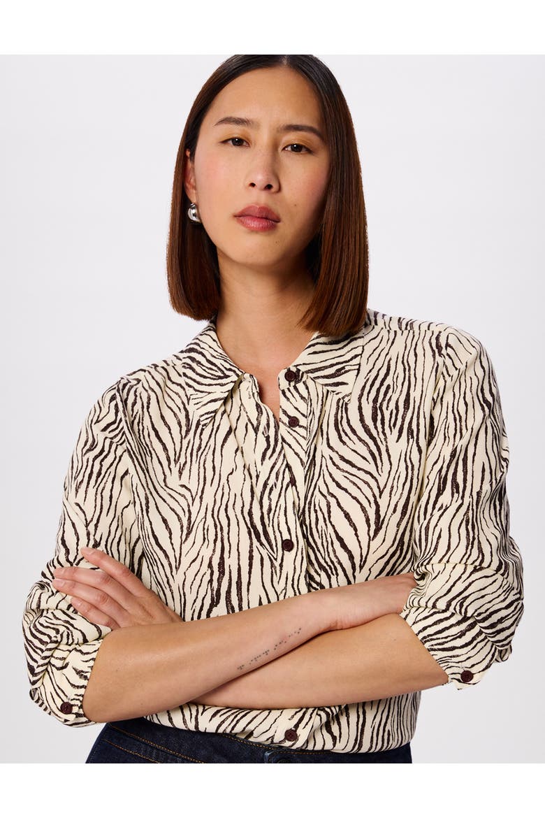 Zebra Button Through Shirt, Alternate, color, Brown/Multi