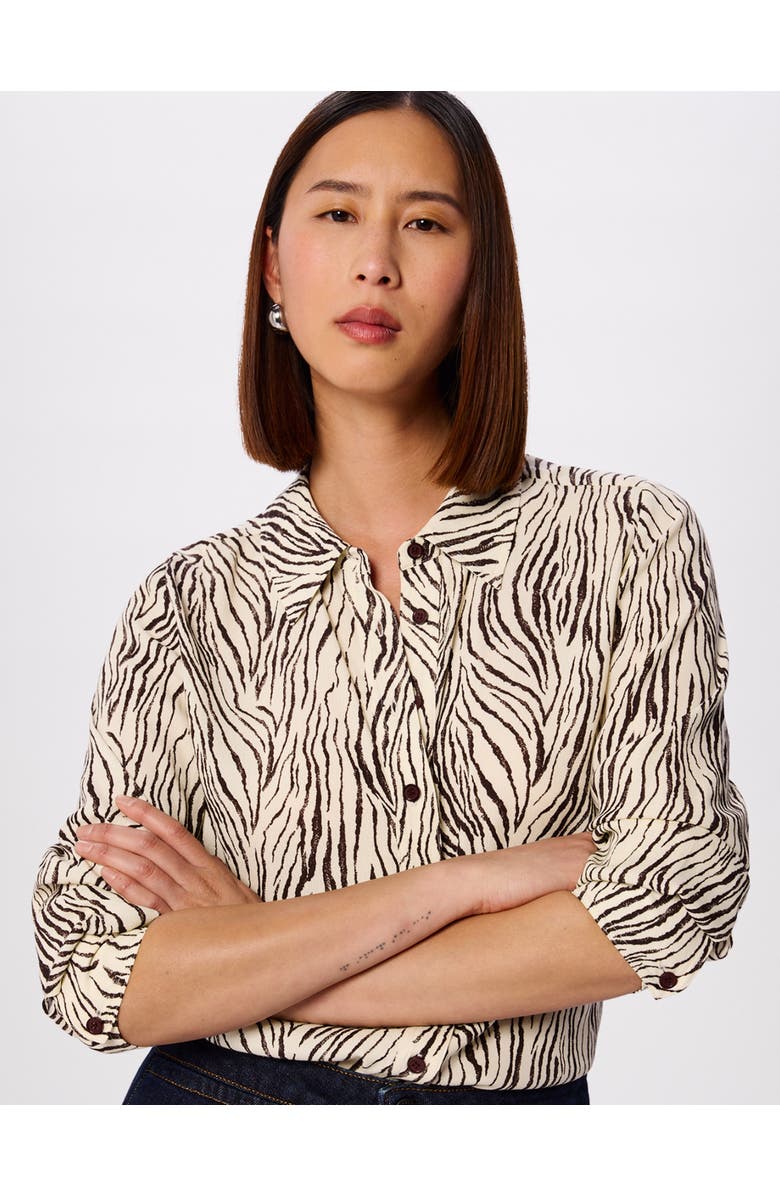 Whistles Zebra Button Through Shirt, Alternate, color, Brown/Multi