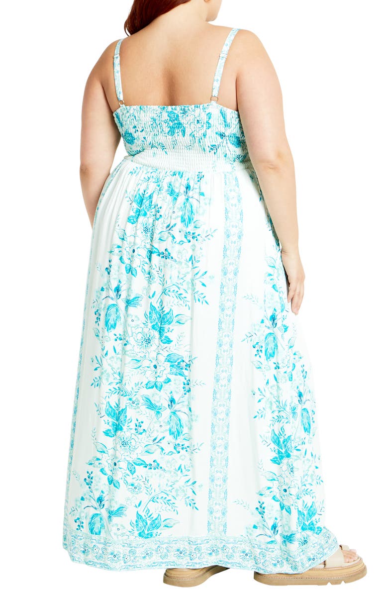 City Chic Pretty Thing Floral Maxi Dress, Alternate, color, Seafoam