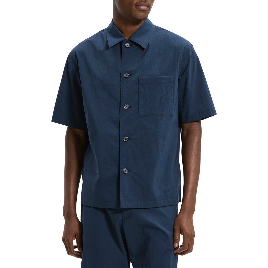 Theory Spread Collar Pocket Overshirt In Blue
