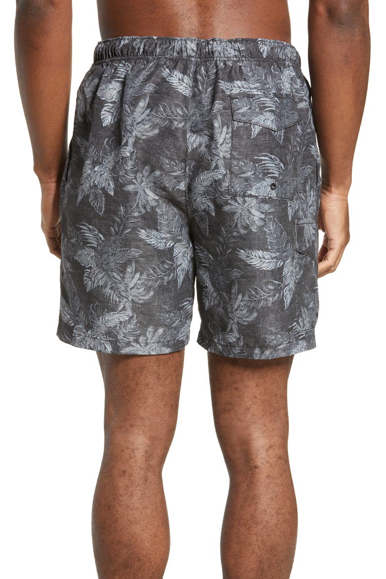 Naples Coast Faded Palms Classic Fit Swim Trunks, Alternate, color, BLACK