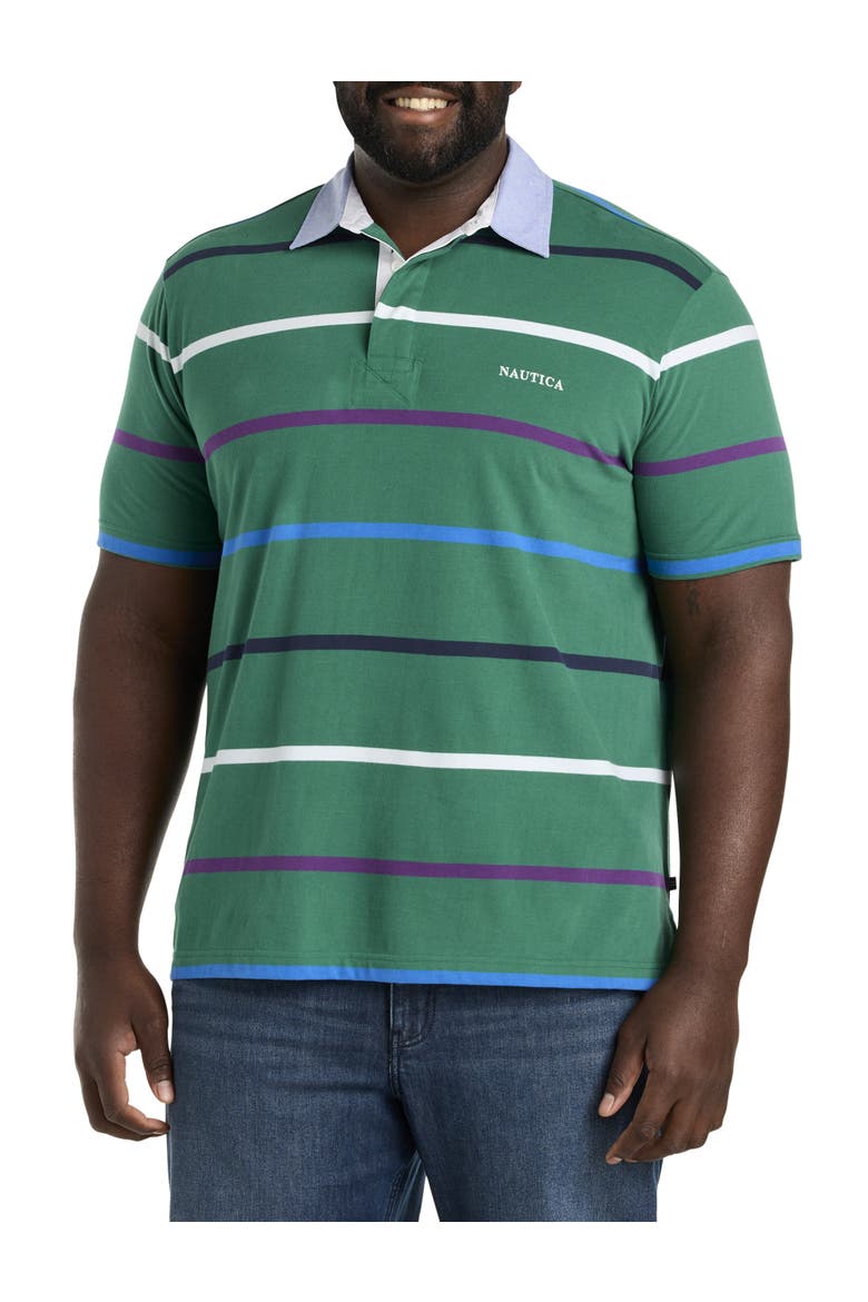 Big & Tall Striped Rugby Polo Shirt, Main, color, GREENLEAF