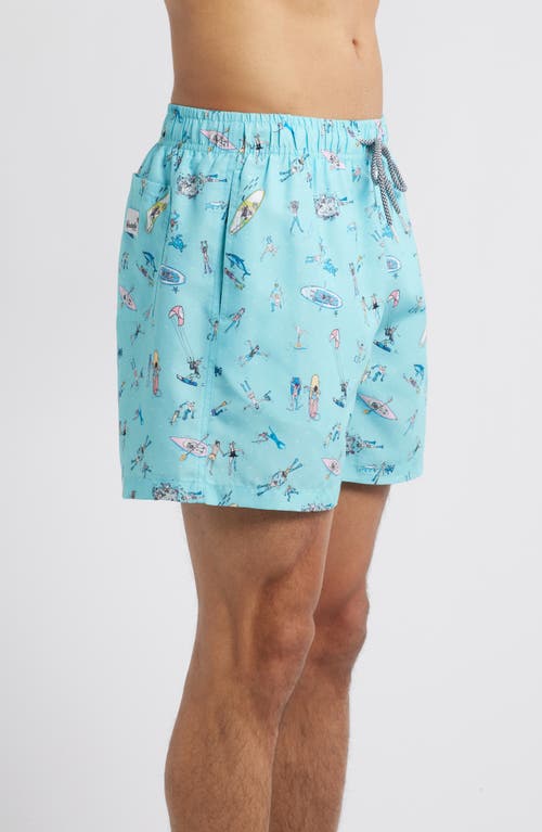 Boardies Sea Folk Mid Length Swim Trunks In Blue