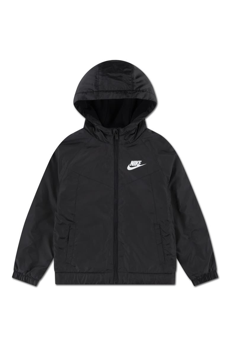 Kids' Camo Print Fleece Lined Windbreaker, Main, color, BLACK/ WHITE