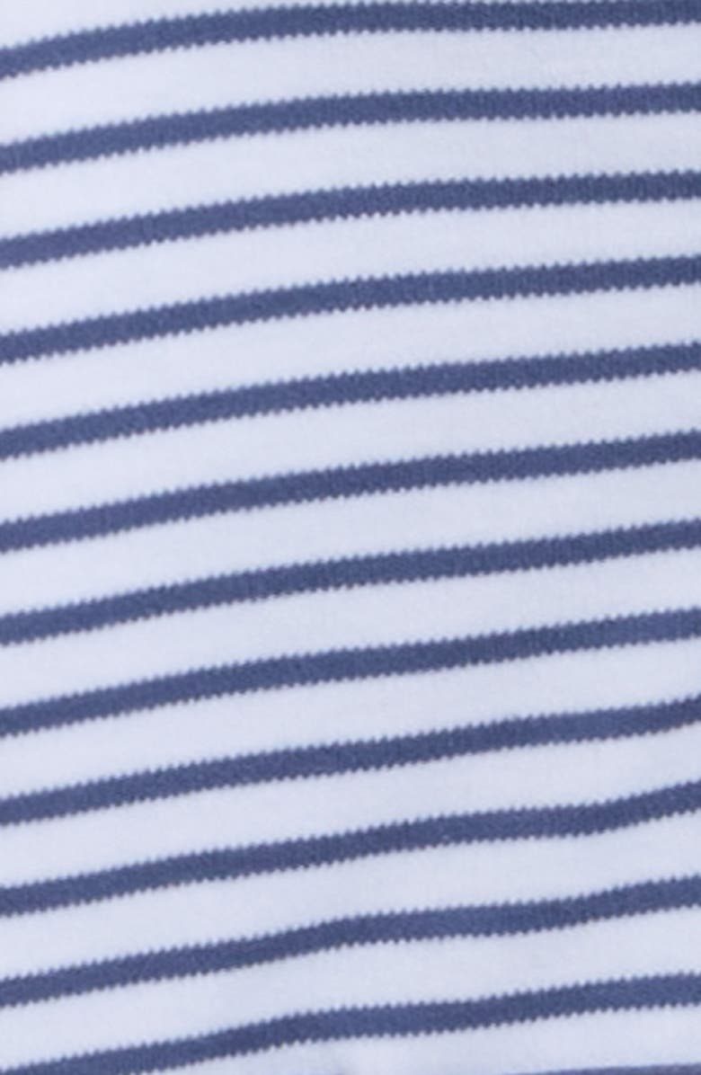 Little Me Sailing Stripe Hooded Cotton Romper, Alternate, color, Blue Stripe