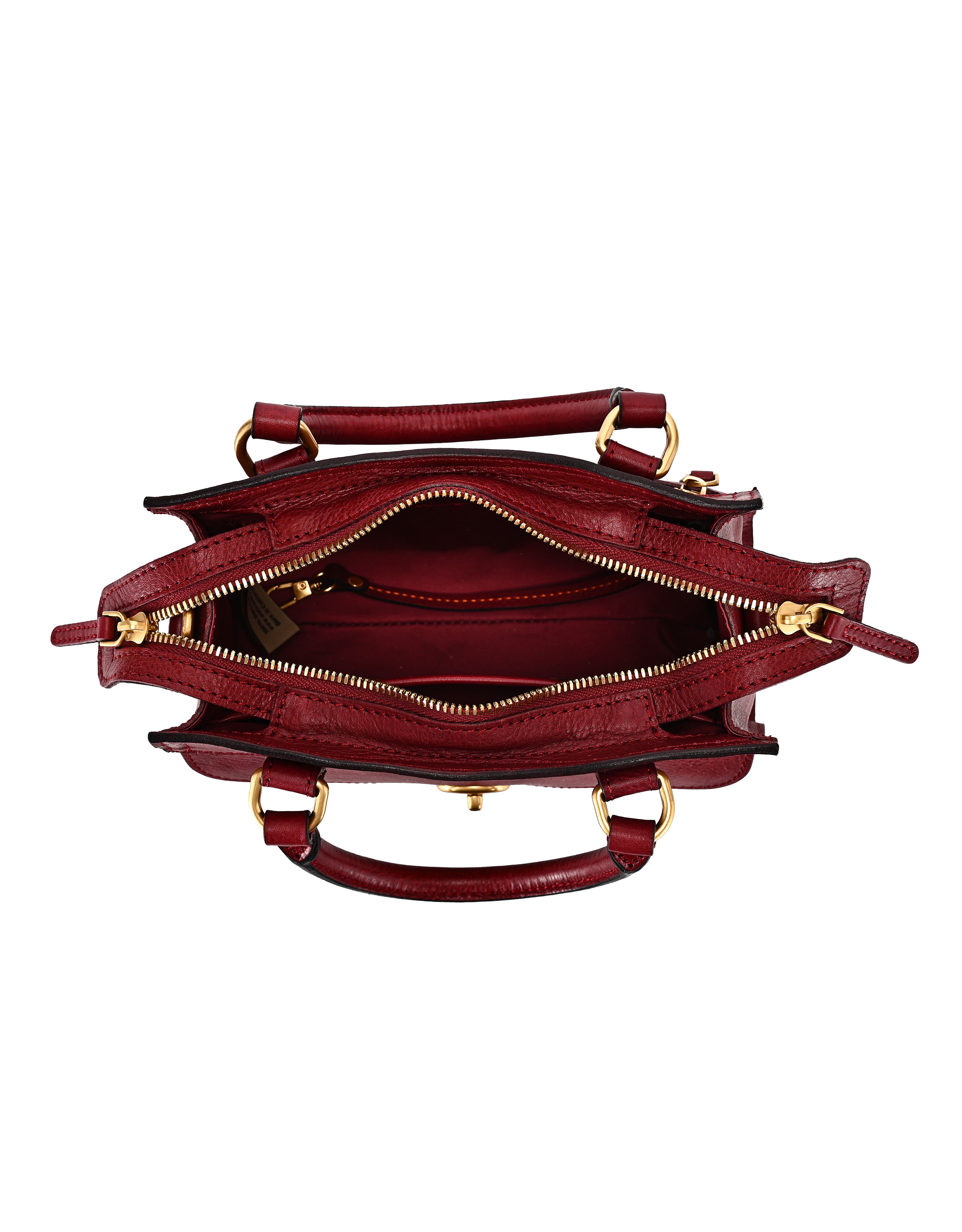 Lockwood Genuine Leather Compact Structured Satchel, Alternate, color, Maroon