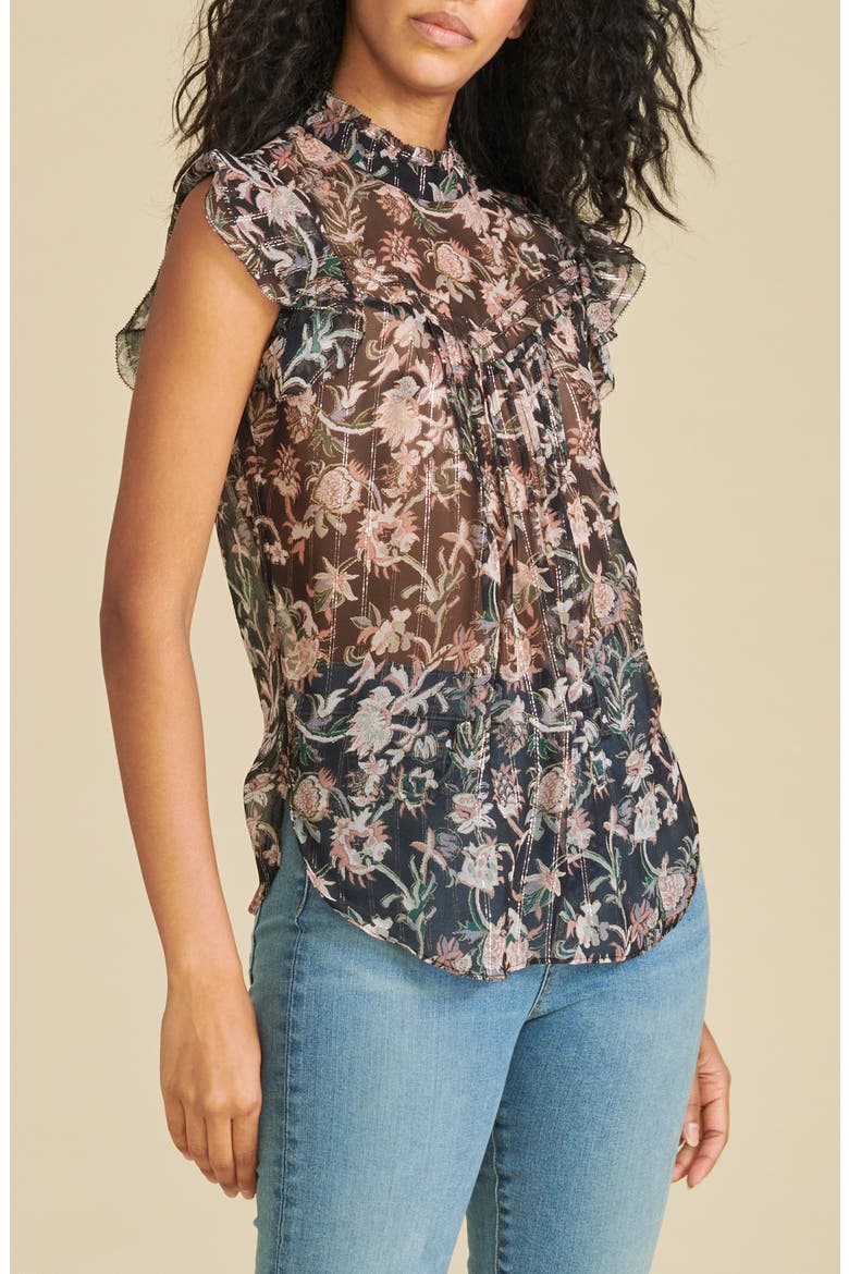 Luciana Silk Blend Blouse, Alternate, color, BLACK MULTI