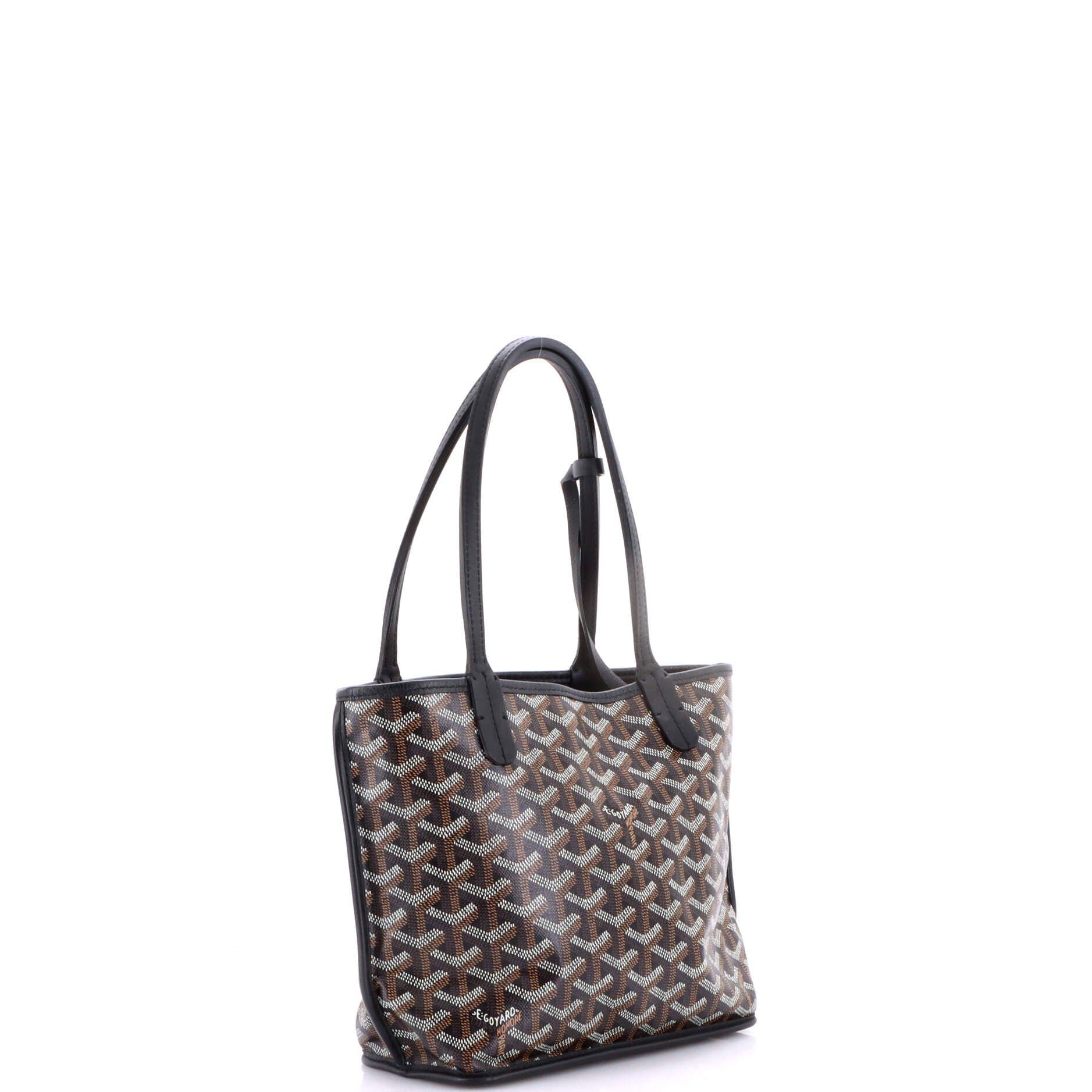 Pre-Owned Goyard Anjou Reversible Tote Coated Canvas Mini, Alternate, color, Black