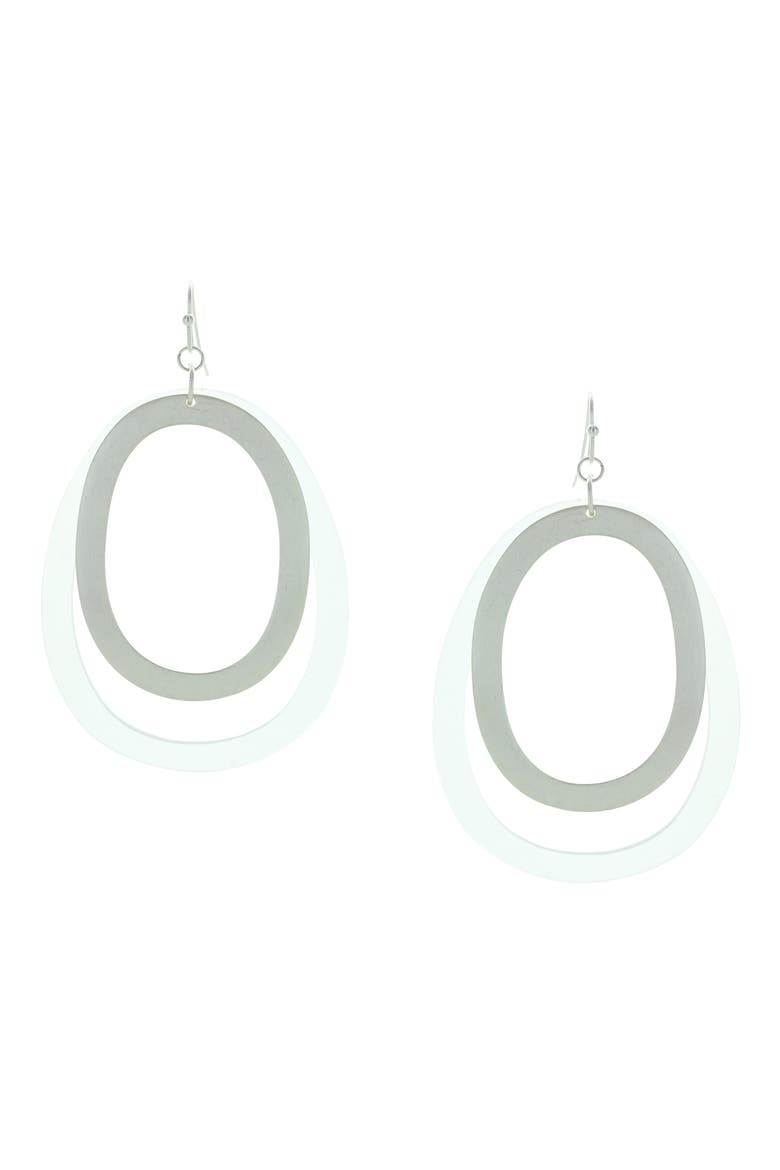 Lils Double Hoop Earrings, Main, color, SILVER / CLEAR