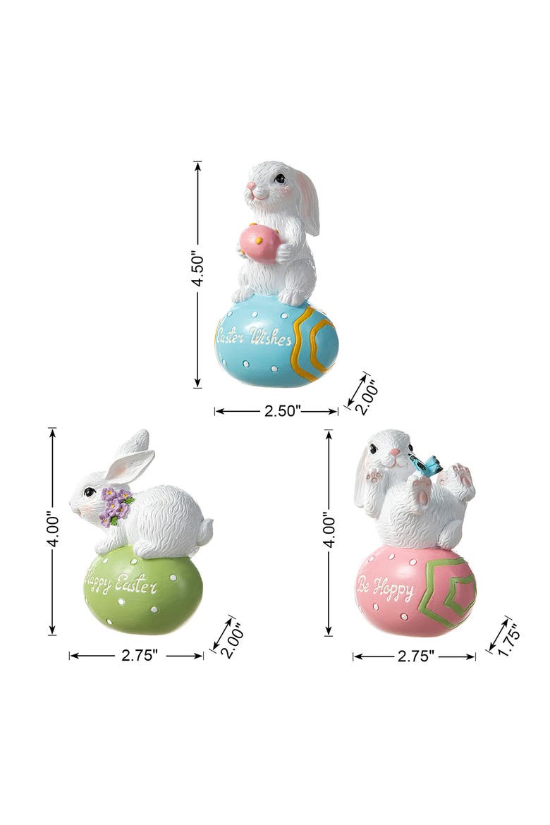 Set of 3 Easter Resin Bunny Table Decor, Alternate, color, White