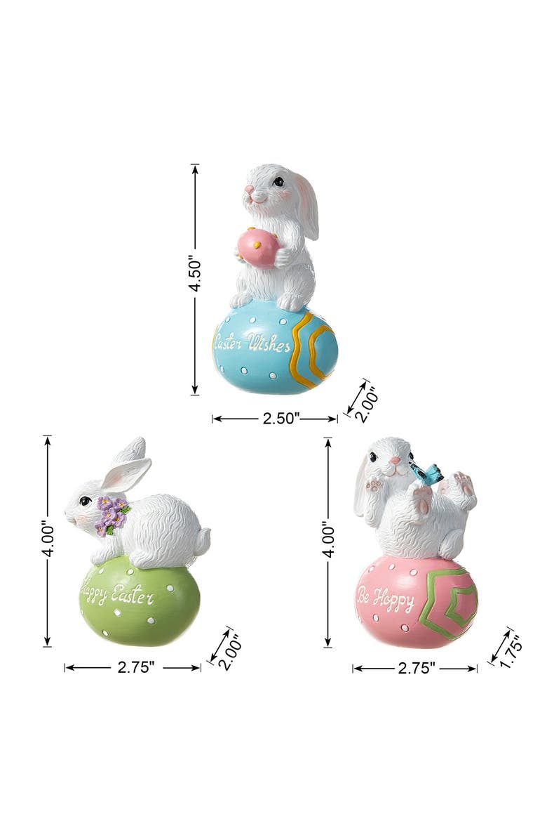 Glitzhome Set of 3 Easter Resin Bunny Table Decor, Alternate, color, White