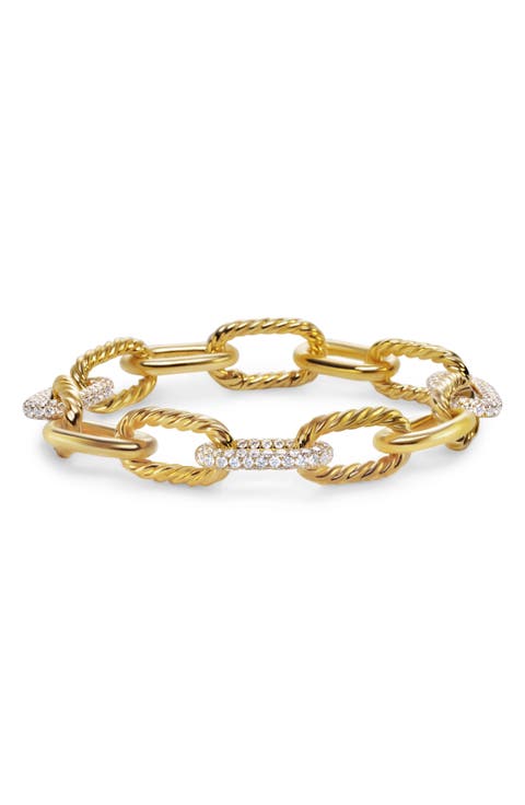 DY Madison® Chain Bracelet in 18K Yellow Gold with Diamonds, 11mm