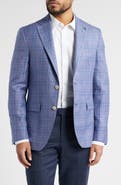 Jack Victor Midland Contemporary Fit Plaid Slub Wool & Silk Blend Sport Coat