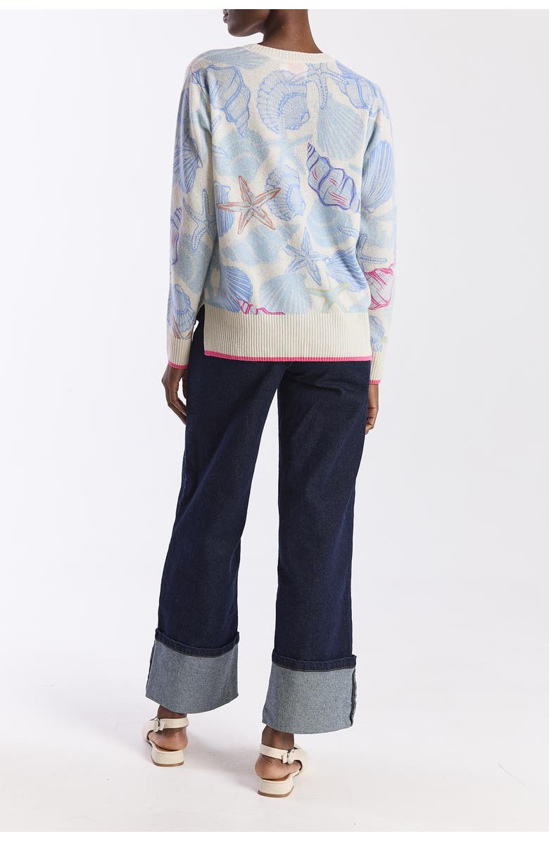 Brodie Pure Cashmere Scatter Shell 100% Cashmere Crew Sweater, Alternate, color, Organic White