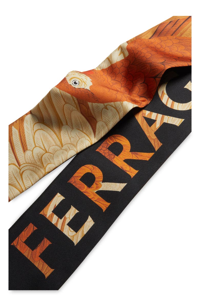 FERRAGAMO Bird Print Silk Twilly Scarf, Alternate, color, 