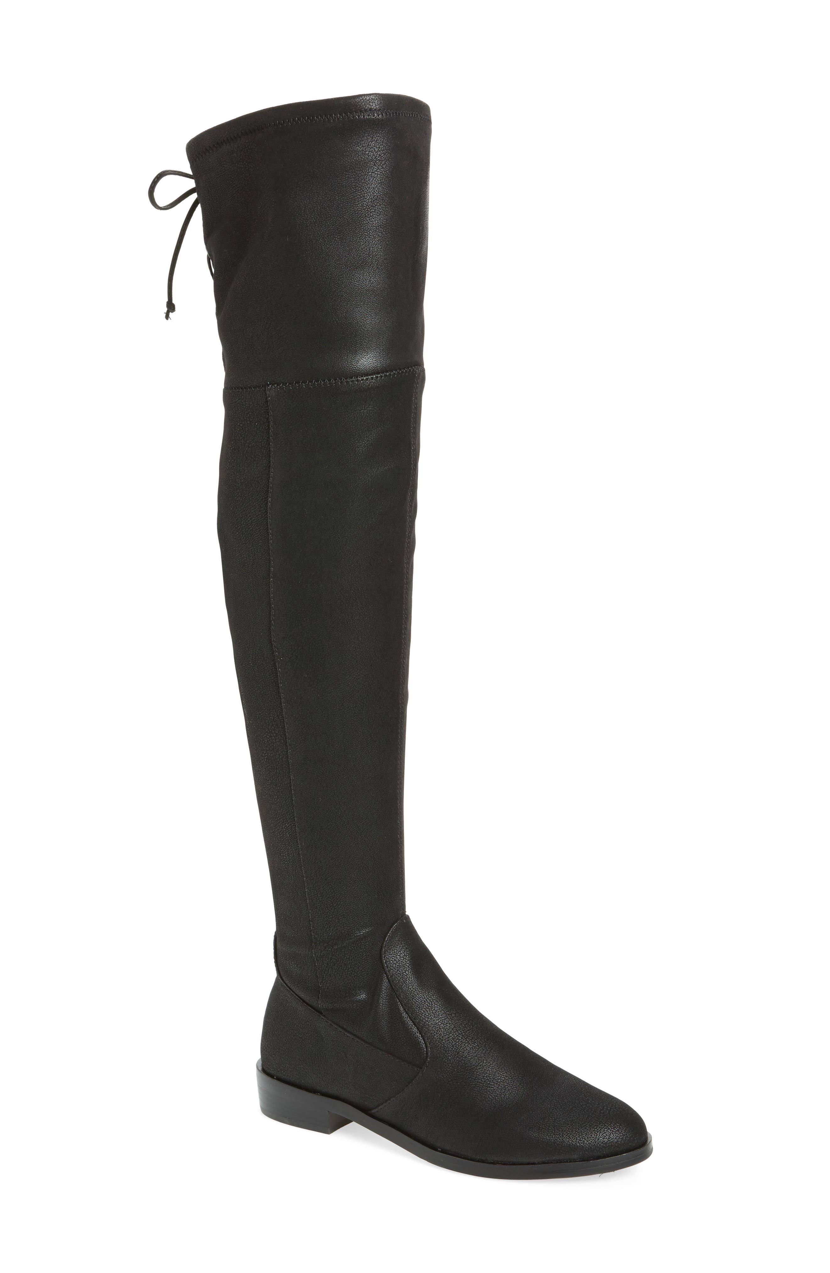 Crisintha Over the Knee Boot, Main, color, BLACK SYNTHETIC LEATHER