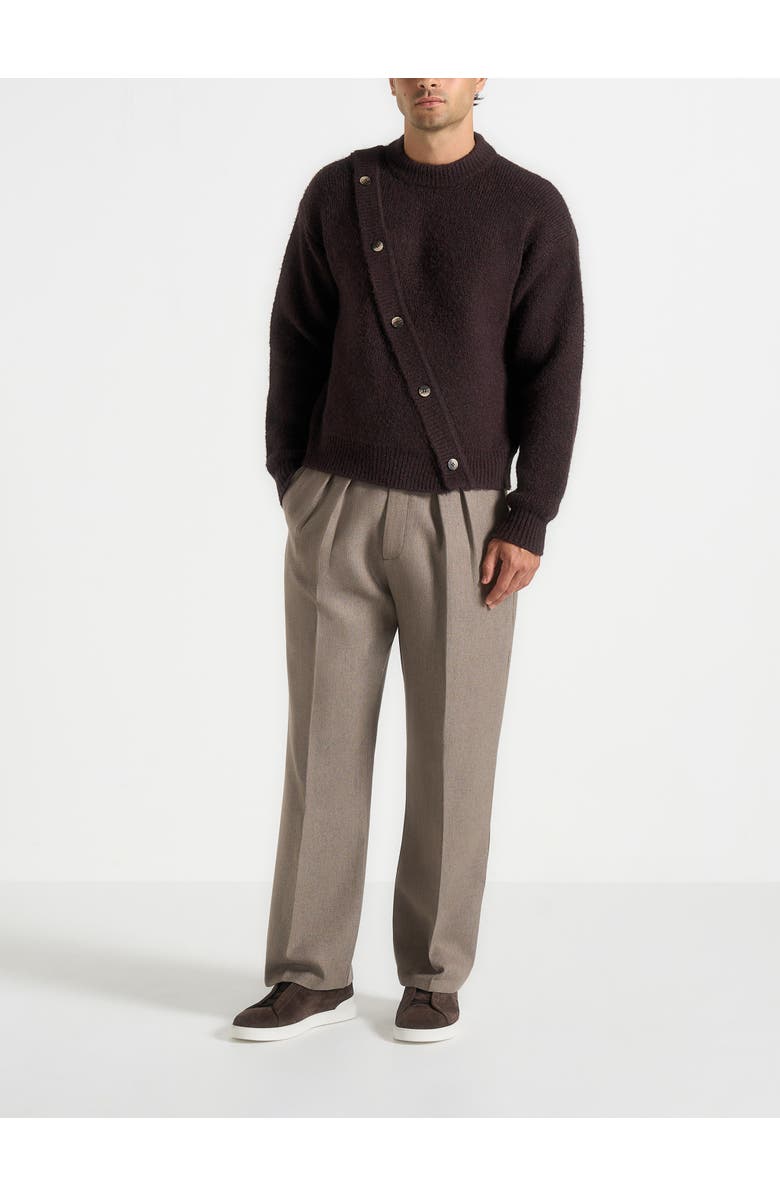 Manière De Voir Theo Asymmetric Brushed Wool Knit Jumper, Alternate, color, Brown