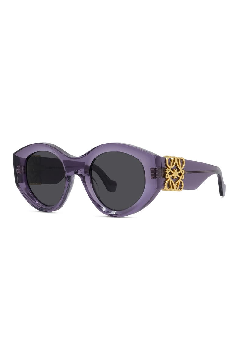Anagram 50mm Round Sunglasses, Alternate, color, SHINY VIOLET / SMOKE