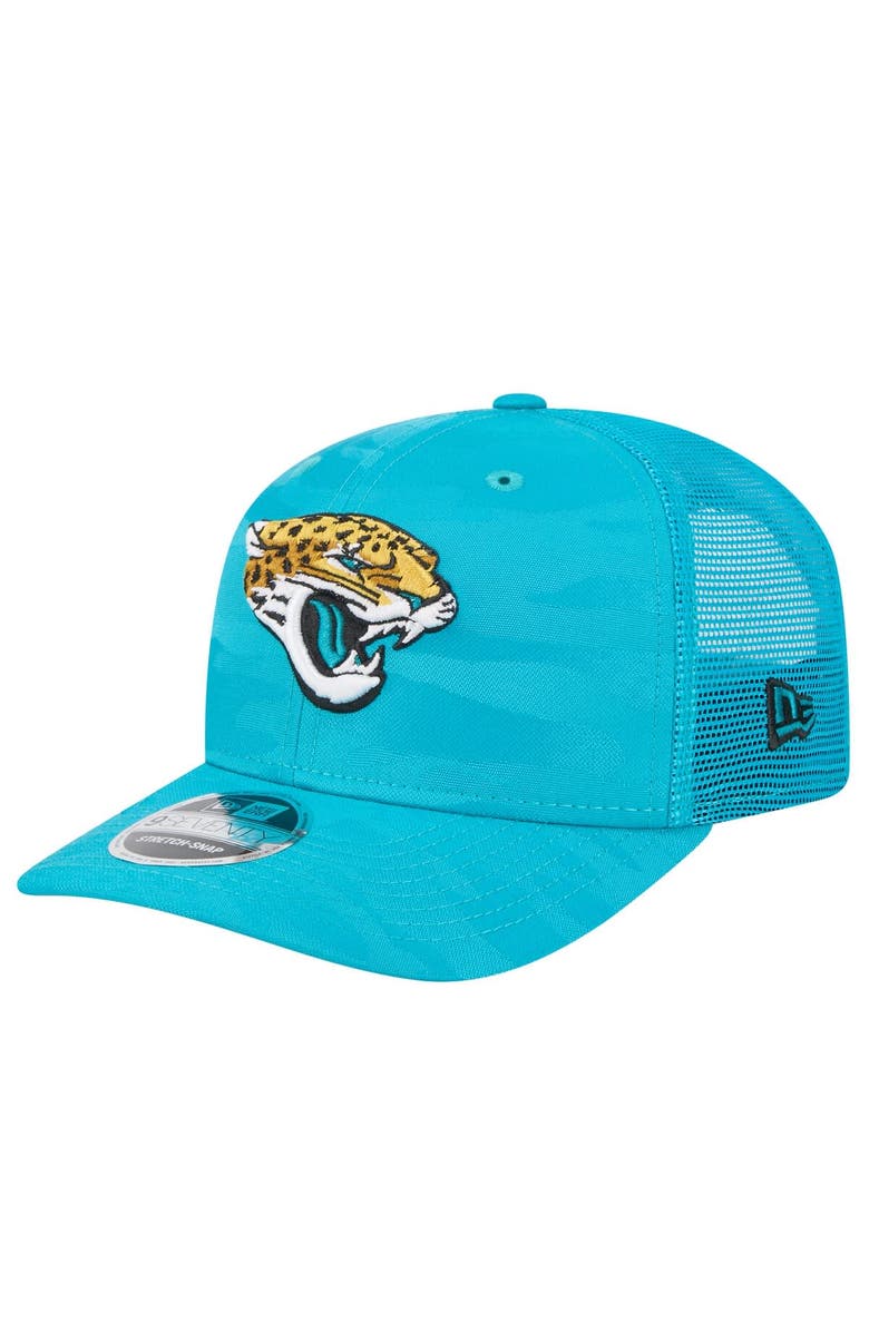 New Era Men's New Era Teal Jacksonville Jaguars Adventure Camo Trucker 9SEVENTY Stretch-Snap Adjustable Hat, Main, color, Teal