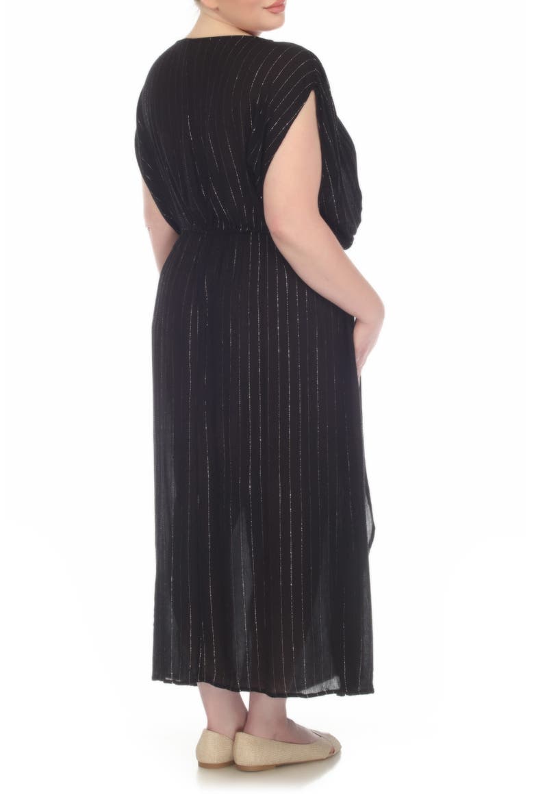 Metallic Stripe Cover-Up Maxi Dress, Alternate, color, BLACK/ SILVER