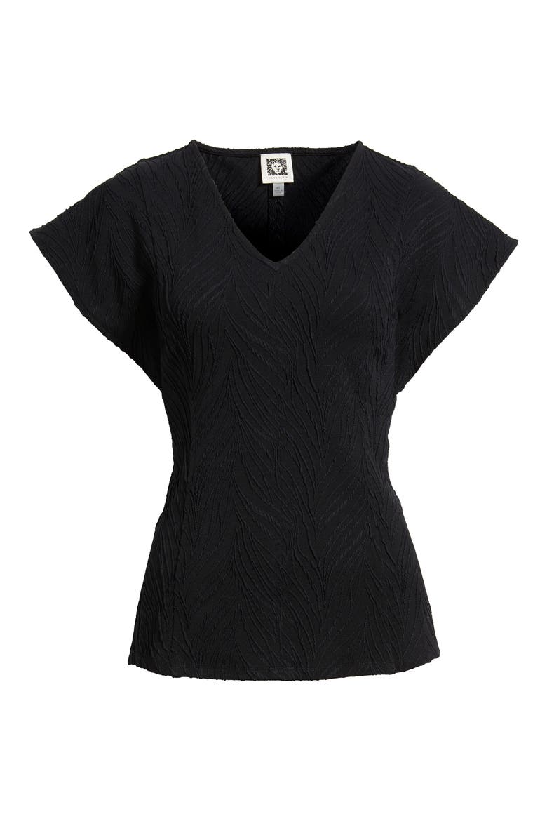 Texture Flutter Sleeve Top, Alternate, color, ANNE BLACK