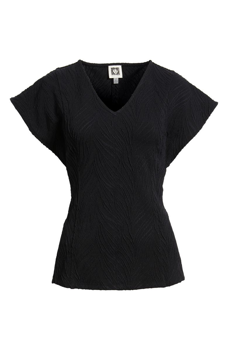 Anne Klein Texture Flutter Sleeve Top, Alternate, color, Anne Black