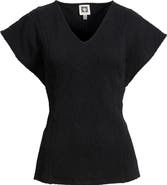 Anne Klein Texture Flutter Sleeve Top
