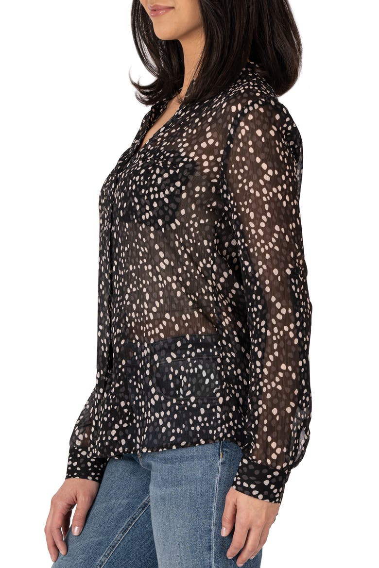 Jasmine Chiffon Button-Up Shirt, Alternate, color, POISSY-BLACK/ CH