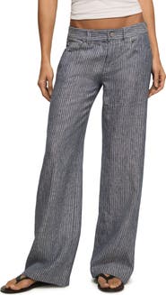 Lucky Brand Stripe Linen Baggy Wide Leg Pants