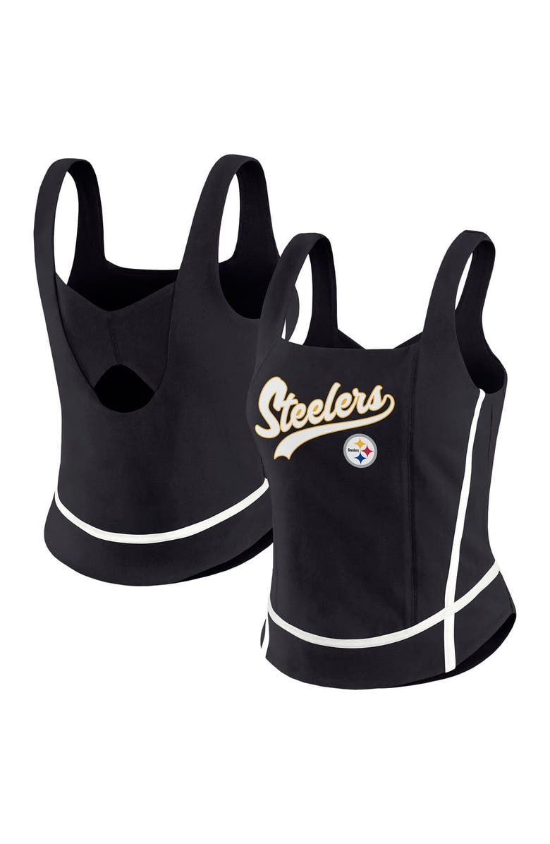 WEAR by Erin Andrews Women's WEAR by Erin Andrews Black Pittsburgh Steelers Square Neck Tank Top, Main, color, Black