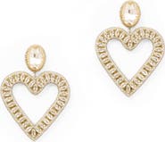 Deepa Gurnani Calluna Crystal & Beaded Heart Drop Earrings