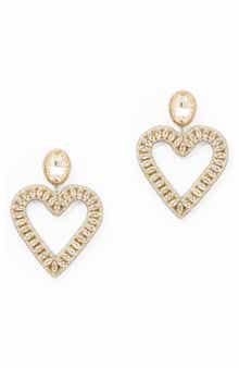 Calluna Crystal & Beaded Heart Drop Earrings