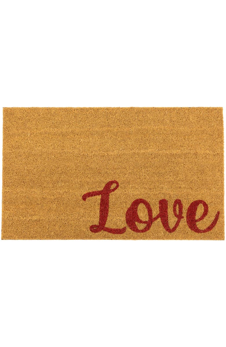 Northlight Natural Coir "Love" Outdoor Doormat 18" x 30", Main, color, Brown
