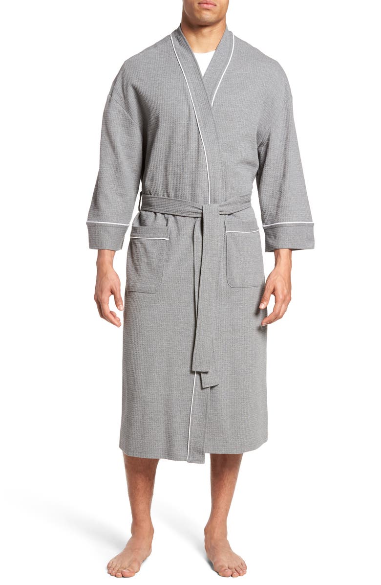 Majestic International Waffle Knit Robe, Main, color, Fog